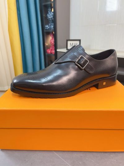 LV Black calfskin Leather Shoes-LV Man Business Leather Shoes